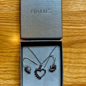 Earrings and Necklace Set Sterling Silver